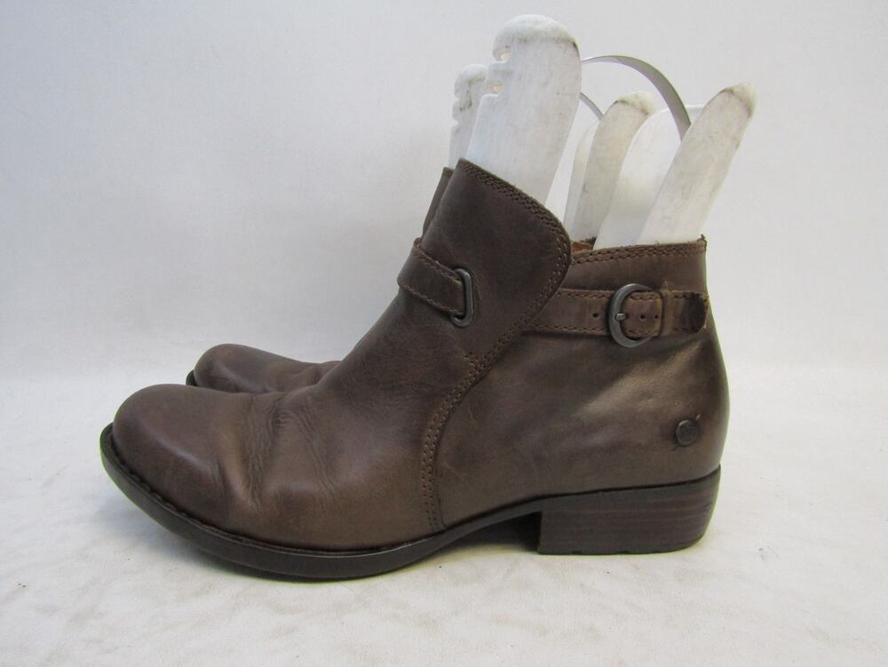 Born Womens Size 9 M Brown Leather Zip Buckle Ankle Fashion Boots Bootie